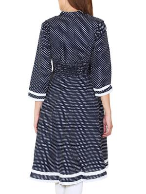 navy blue cotton polka dots printed anarkali - 11588705 - Standard Image - 3