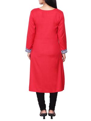red viscose kurta - 11588729 - Standard Image - 3