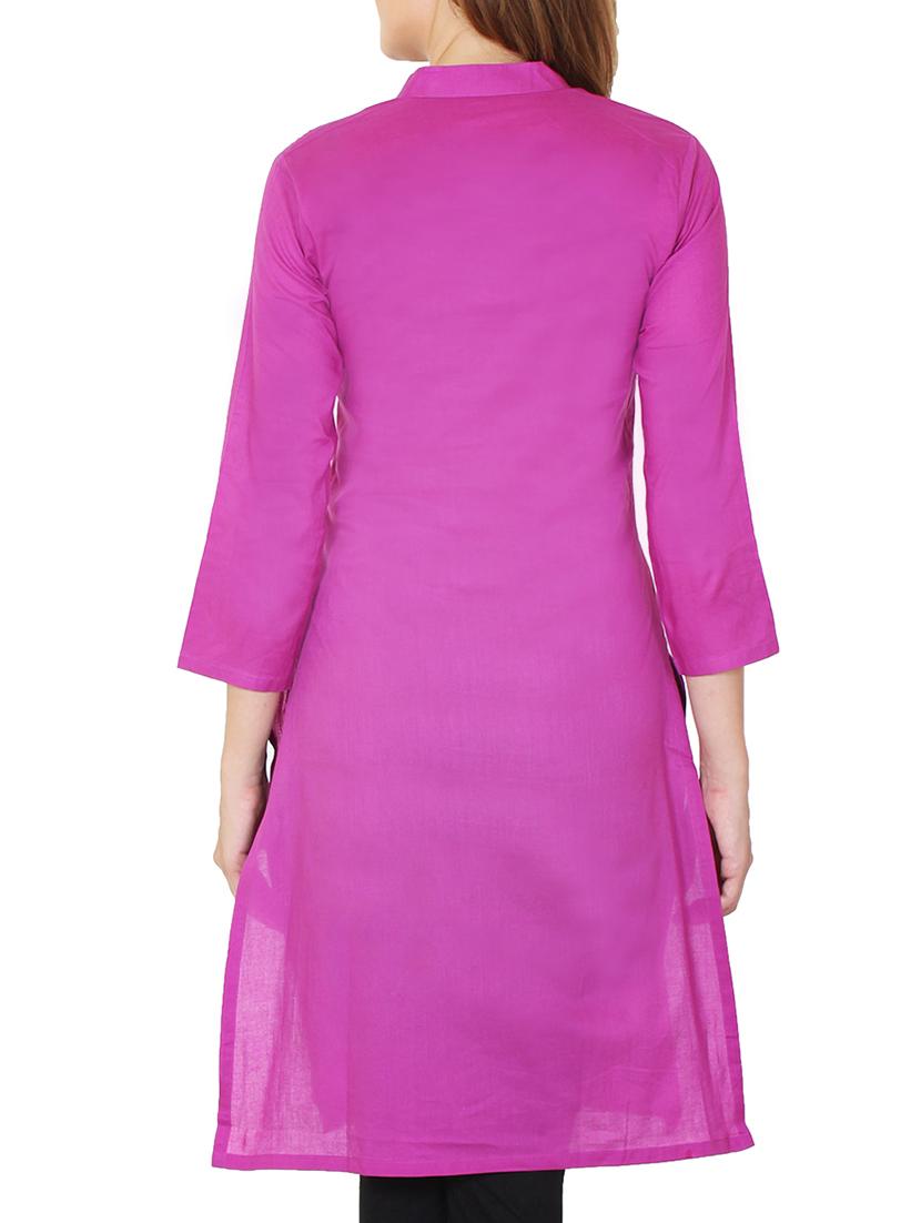 pink cotton kurta - 11588752 - Zoom Image - 3