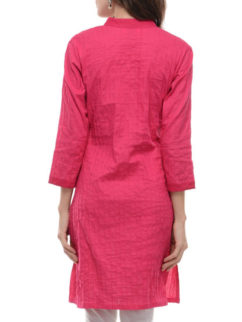 pink cotton kurta - 11588787 - Zoom Image - 3