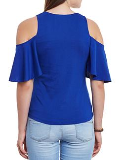 cold shoulder solid top - 11590761 - Standard Image - 3