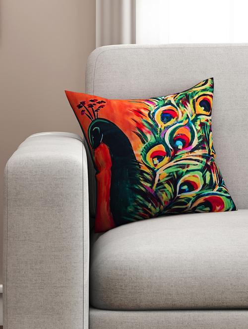 orange and green cotton printed cushion cover - 11599557 - Standard Image - 1