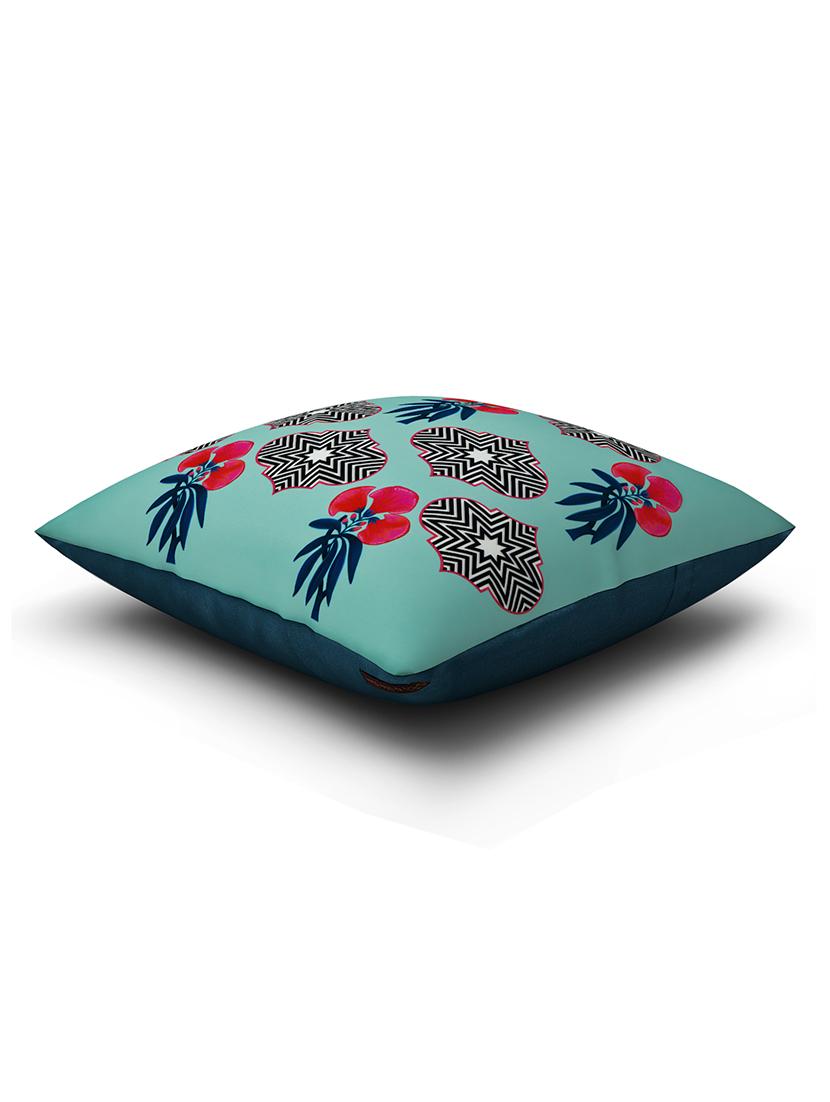green cotton printed cushion cover - 11600589 - Zoom Image - 3