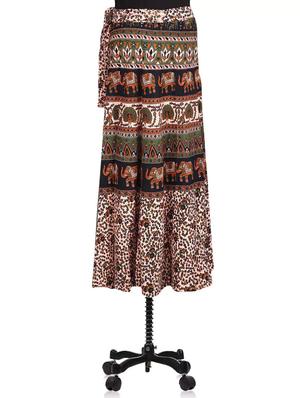 bagru printed cotton wrap around skirt - 1161042 - Standard Image - 3