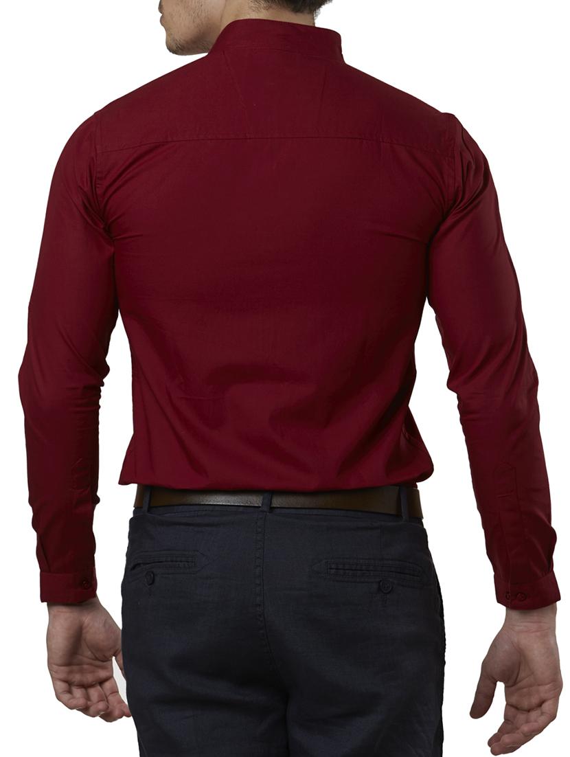 solid maroon cotton formal shirt - 11632492 - Zoom Image - 3