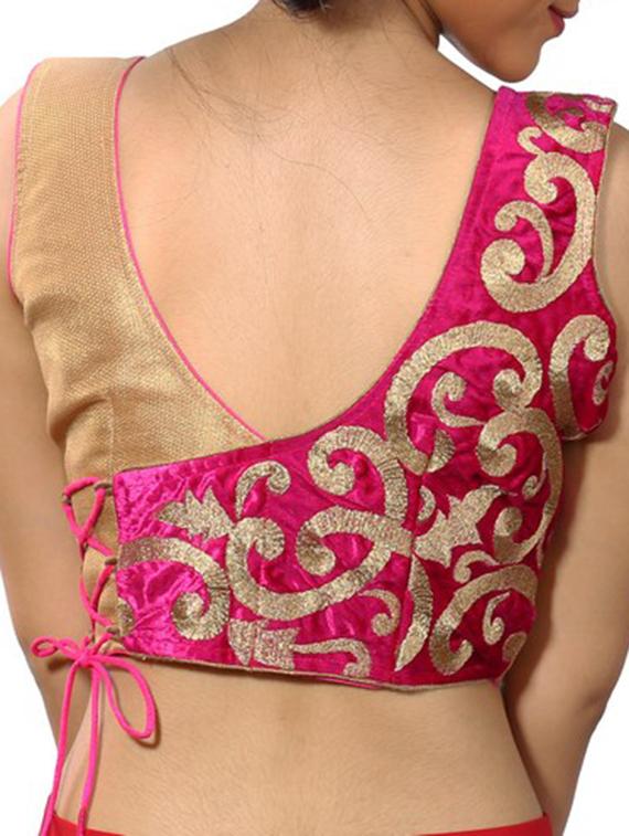 gold and pink silk blend brocade blouse - 11665096 - Zoom Image - 3