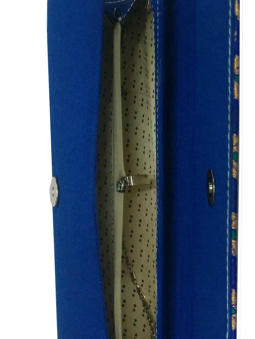 blue embellished silk ethnic clutch - 11667939 - Zoom Image - 3