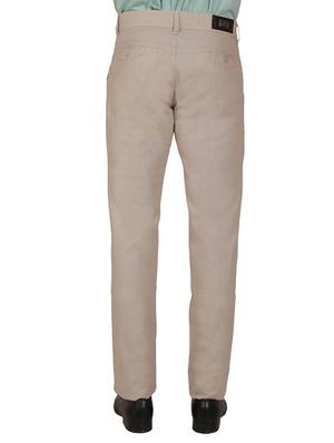 beige cotton flat front casual trouser - 11668671 - Standard Image - 3