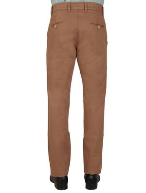 brown cotton flat front casual trouser - 11668679 - Standard Image - 3