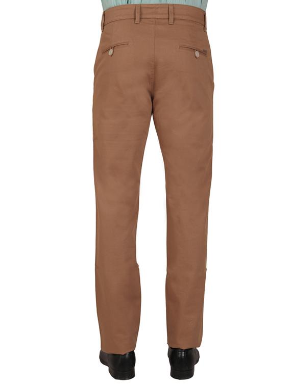 brown cotton flat front casual trouser - 11668679 - Zoom Image - 3