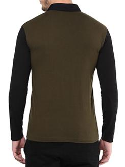 olive green color block pocket t-shirt - 11668772 - Standard Image - 3