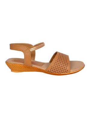 brown faux leather cutwork wedges - 11703547 - Standard Image - 3