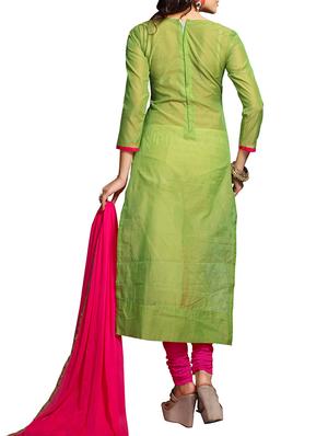 green cotton embroidered dress material - 11705114 - Standard Image - 3