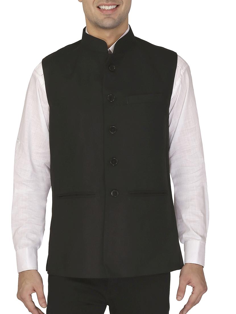 black cotton nehru jacket