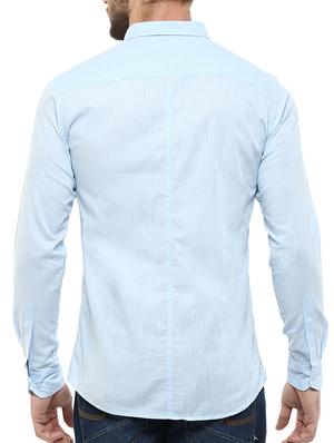 blue solid casual shirt - 11726436 - Standard Image - 3