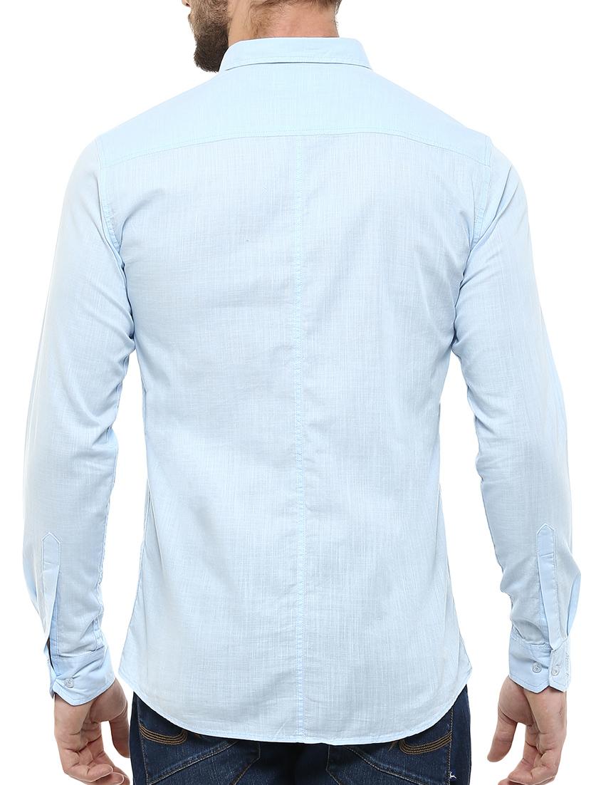 blue solid casual shirt - 11726436 - Zoom Image - 3