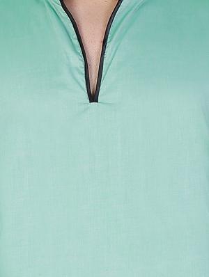 solid mint green cotton kurta - 11727943 - Standard Image - 3