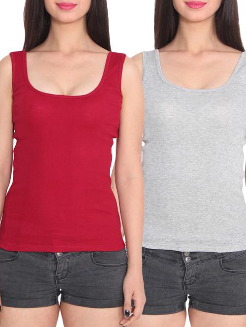 set of 2 multicolored viscose tank tee - 11734125 - Standard Image - 1
