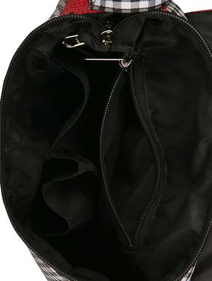 red leatherette check printed sling bag - 11734883 - Standard Image - 3