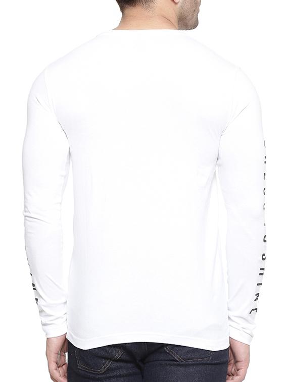 white cotton printed sleeve t-shirt - 11734959 - Zoom Image - 3