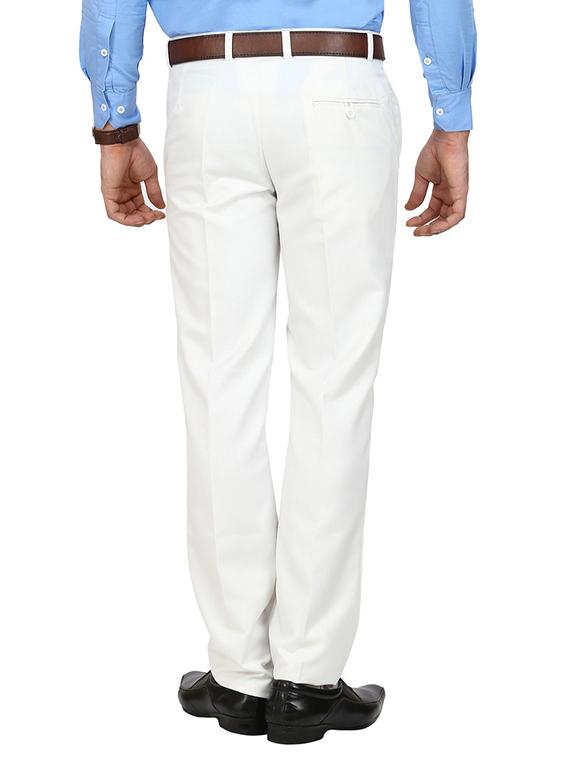 white polyester flat front trousers formal - 11764075 - Zoom Image - 3