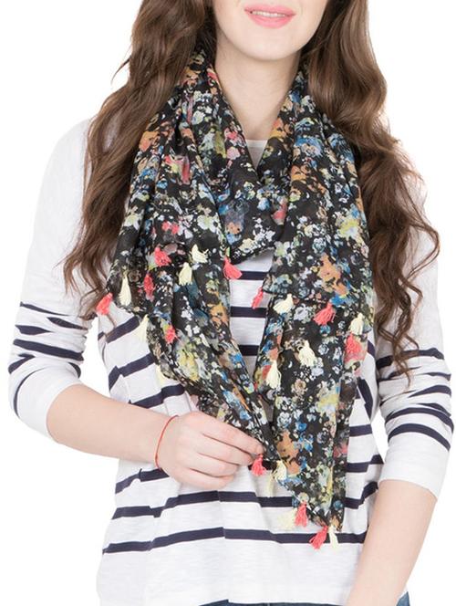black polyester printed scarf - 11766618 - Very Small Image - 1