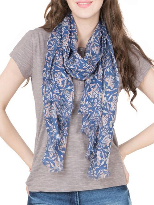 blue polyester printed scarf - 11766628 - Very Small Image - 1