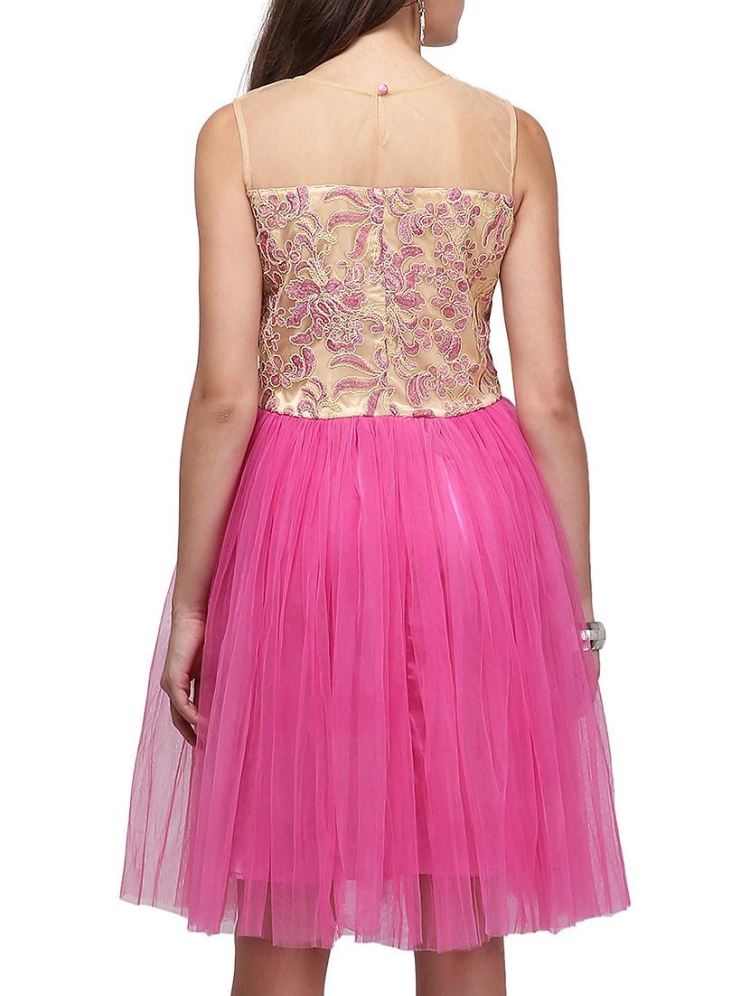 lace detail gathered flared dress - 11774854 - Zoom Image - 3