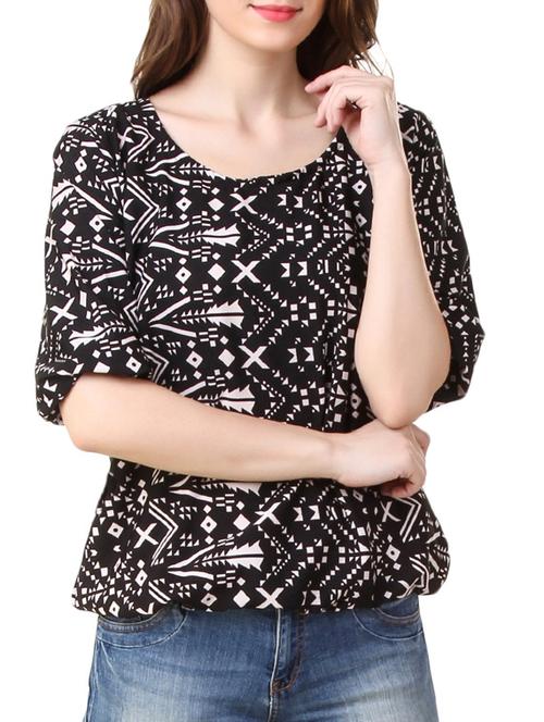 black printed crepe top - 11780064 - Standard Image - 1