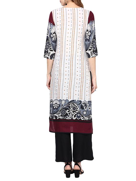 white kurta & plazzo set - 11782986 - Zoom Image - 3