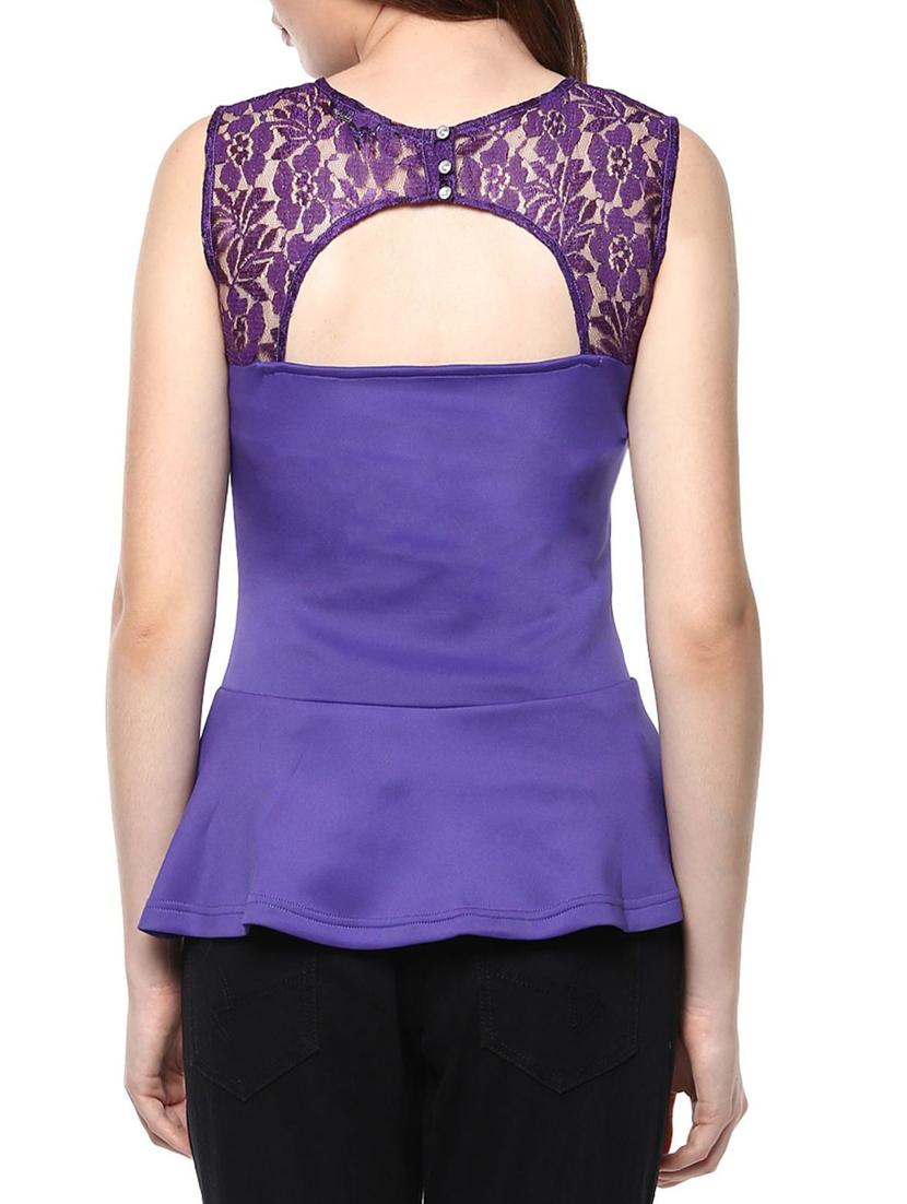 solid purple sleeveless peplum top - 11785128 - Zoom Image - 3