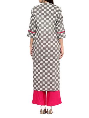 grey kurta & plazzo set - 11785158 - Standard Image - 3