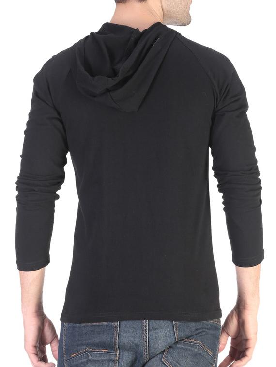 black solid cotton t-shirt - 11788139 - Zoom Image - 3