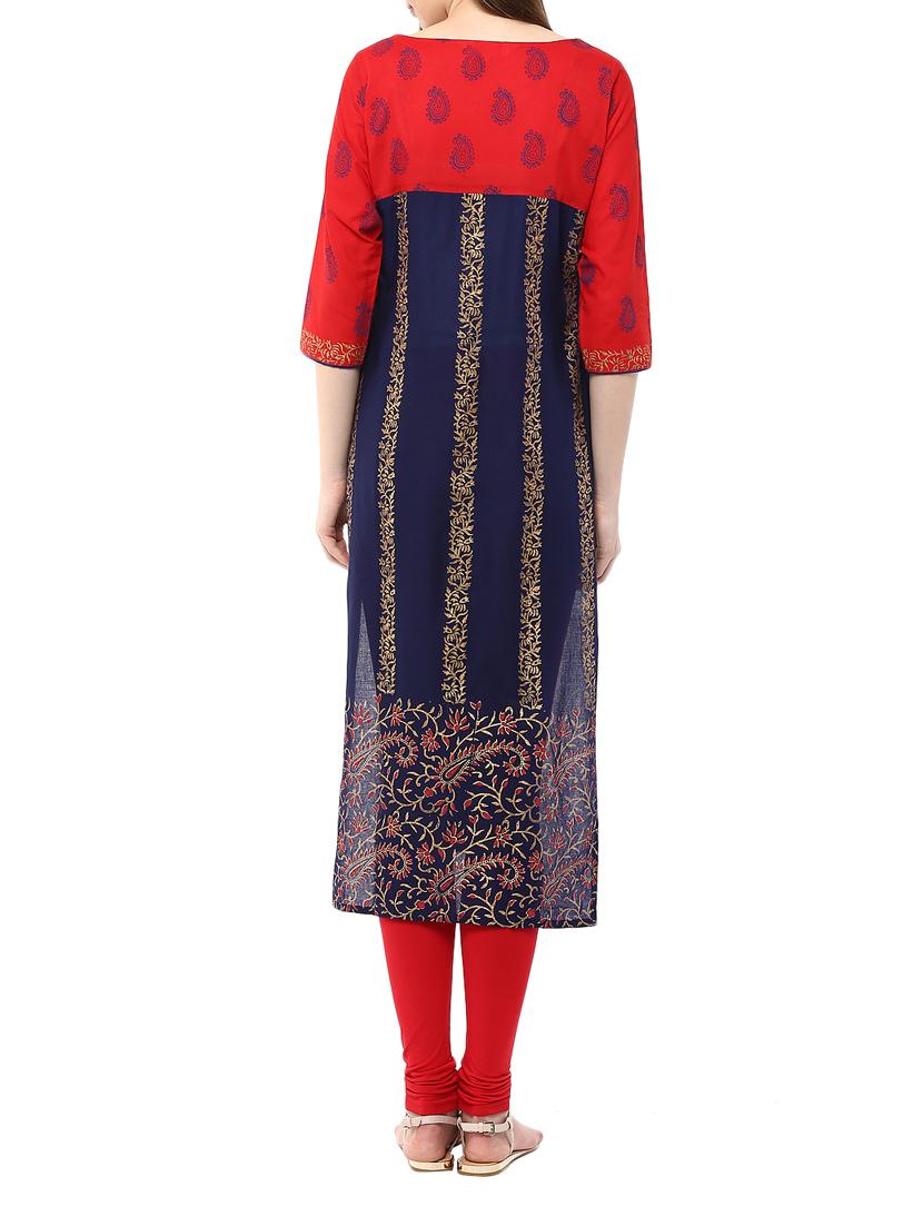 block printed straight kurta - 11789246 - Zoom Image - 3