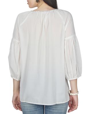 white solid georgette tunic - 11792134 - Standard Image - 3