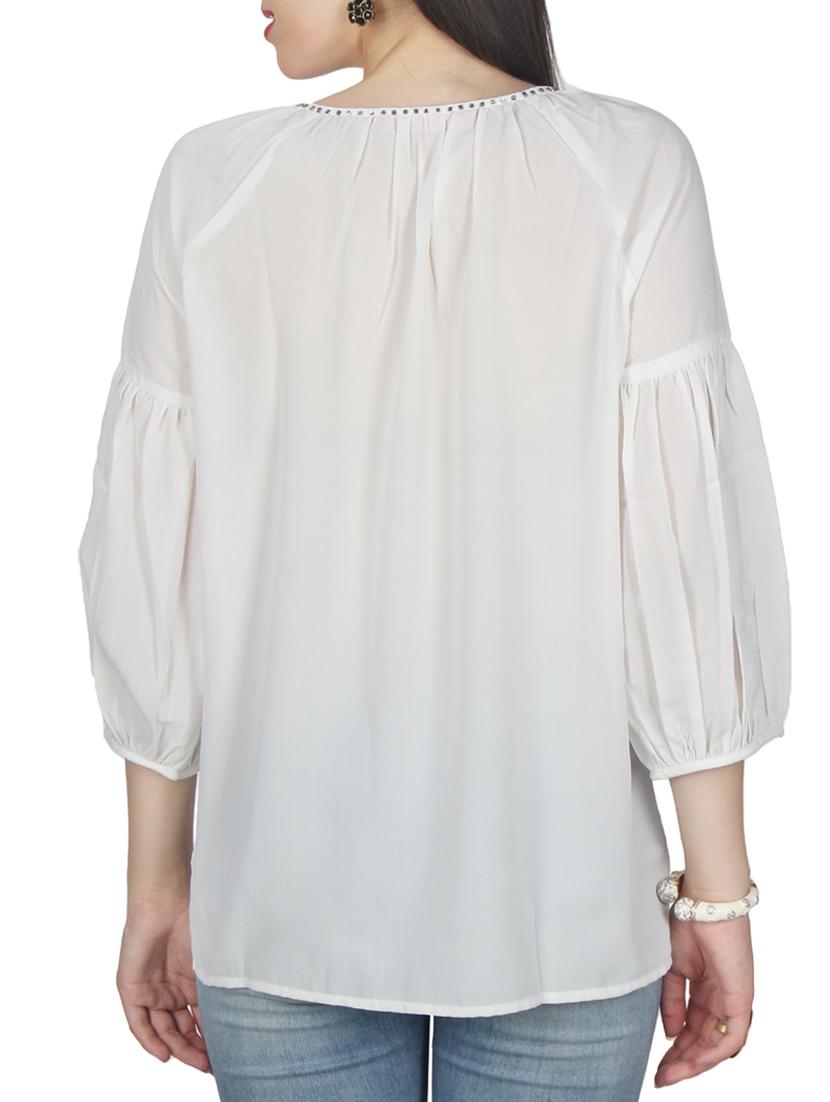 white solid georgette tunic - 11792134 - Zoom Image - 3