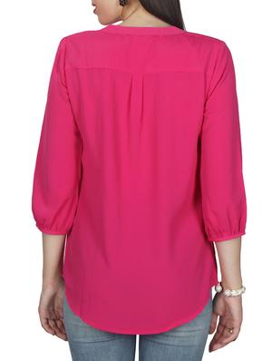 pink solid crepe tunic - 11792151 - Standard Image - 3