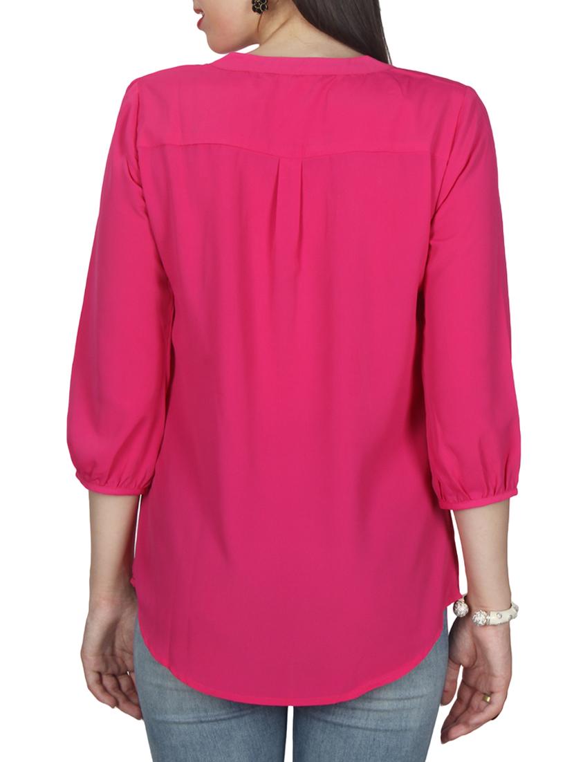 pink solid crepe tunic - 11792151 - Zoom Image - 3