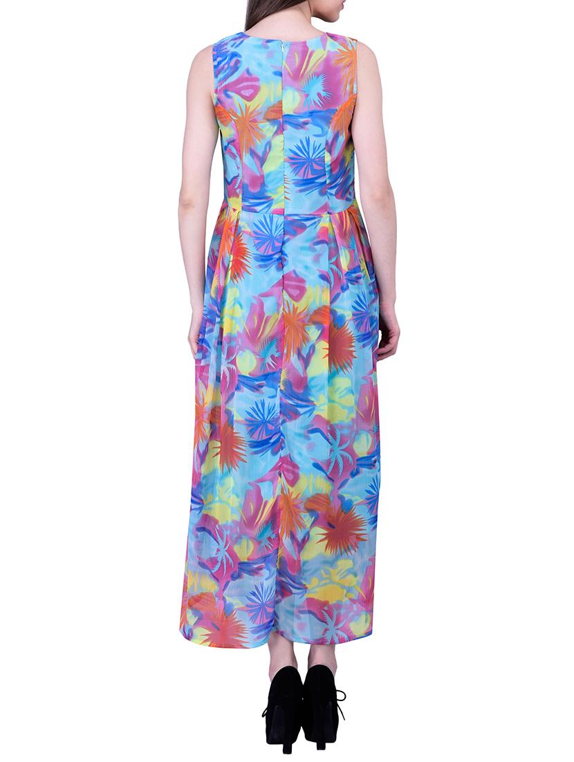 blue printed chiffon maxi dress - 11792403 - Zoom Image - 3