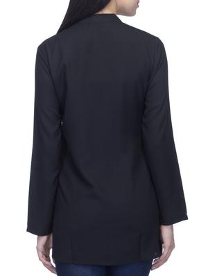black solid georgette tunic - 11801597 - Standard Image - 3