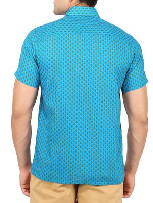 light blue printed cotton casual shirt - 11802140 - Standard Image - 3