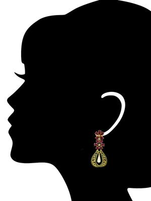 multicolored embellished brass drop earrings - 11806984 - Standard Image - 3