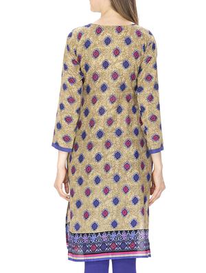 blue cotton straight kurta - 11807631 - Standard Image - 3
