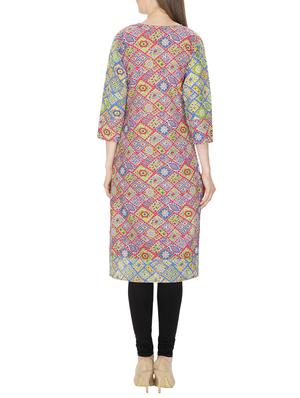purple cotton straight kurta - 11807656 - Standard Image - 3