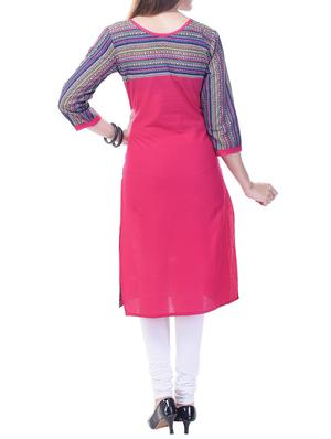 pink cotton straight kurta - 11815630 - Standard Image - 3