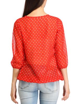 red poly georgette regular top - 11829061 - Standard Image - 3