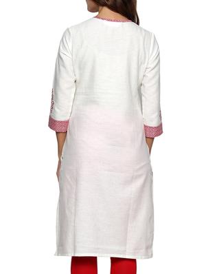white cotton printed straight kurta - 11831759 - Standard Image - 3