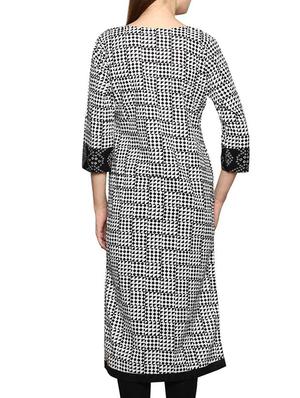 black cotton printed straight kurta - 11831792 - Standard Image - 3