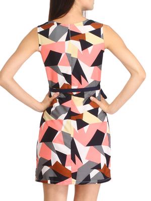 navy blue poly crepe belted dress - 11833029 - Standard Image - 3