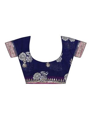 blue georgette gota patti saree with blouse - 11834410 - Standard Image - 3